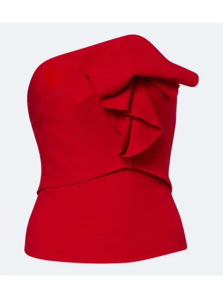 Top Roland Mouret de lână cu volane roșu