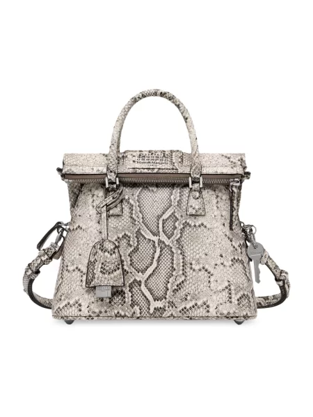Torebka Maison Margiela skórzana w wężowy wzór szara