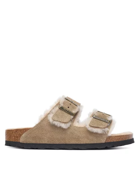 Sandále Birkenstock z ovčej kože béžová