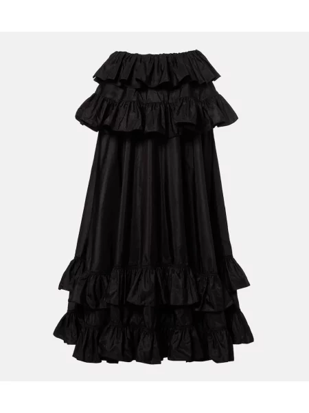 Fusta maxi Chloé de mătase cu volane negru