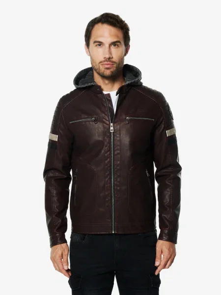 KOROSHI Geacă de primăvară-toamnă roșu vin / negru / natural alb