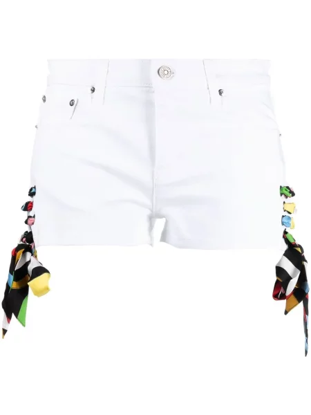 Pantaloni scurți Pucci cu șireturi din dantelă alb