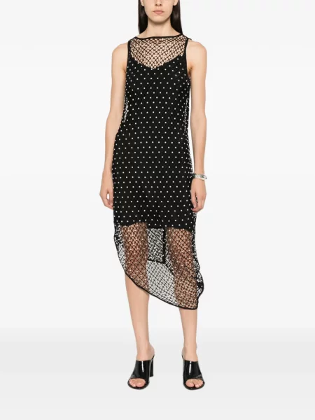 Rochie midi Paris Georgia cu perle asimetrică negru