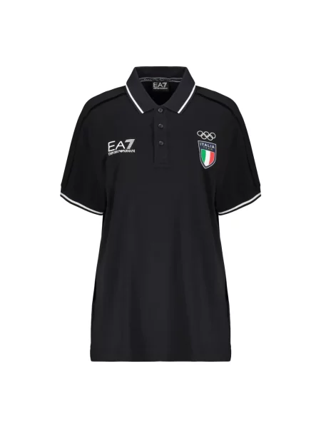 Krótka koszulka polo Emporio Armani Ea7 z krótkim rękawem niebieska