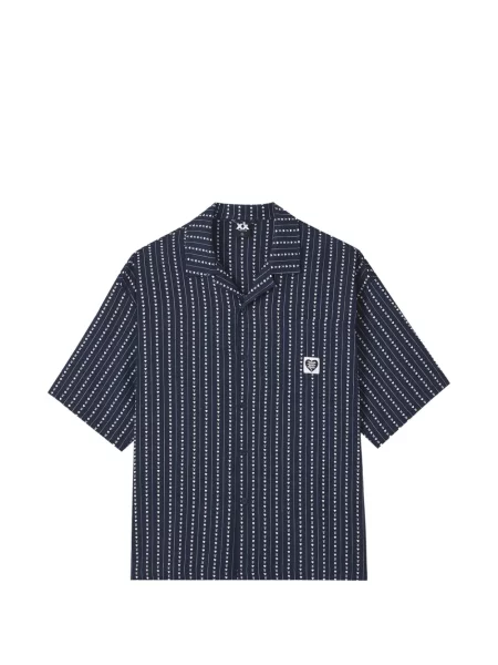 Риза Fingercroxx на райета с принт синьо