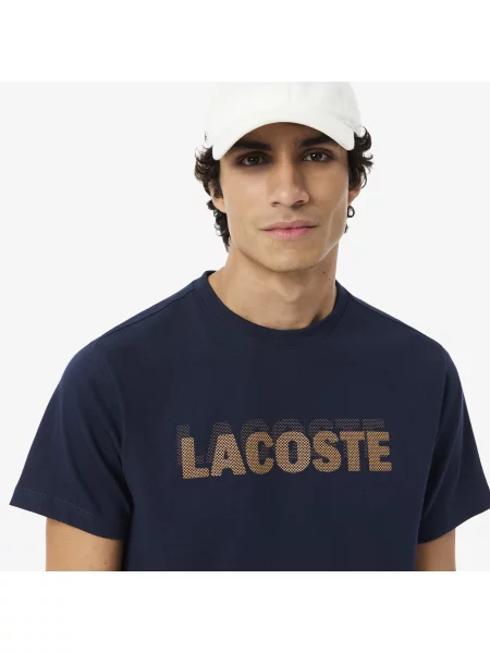 Lacoste Sportowy T-Shirt Ultra Dry Z Graficznym Nadrukiem niebieski