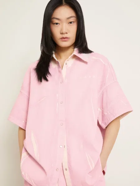 Marni Oversized Džínová Košile světle fialová bílá