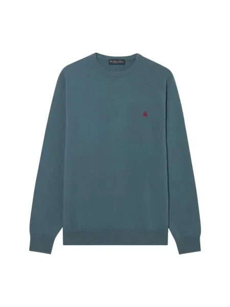 Sweter Brooks Brothers wełniany z logo niebieski