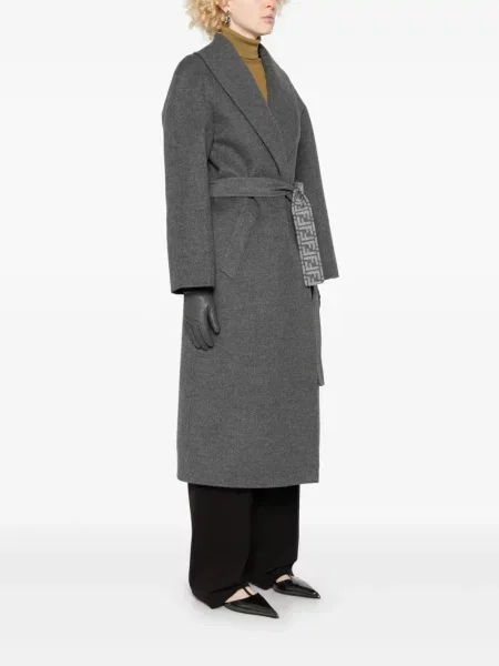 Вълнено палто Fendi сиво