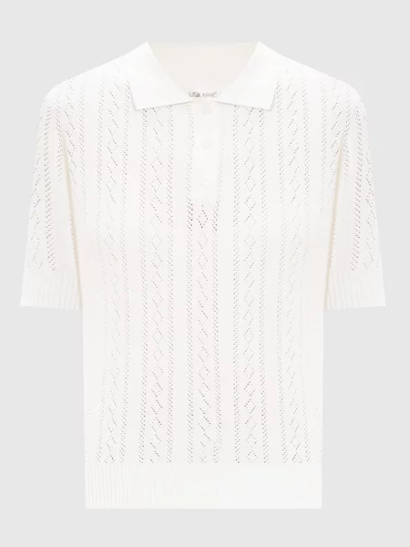 Поло Cristine з кашеміром у візерунок Lisa Yang біле