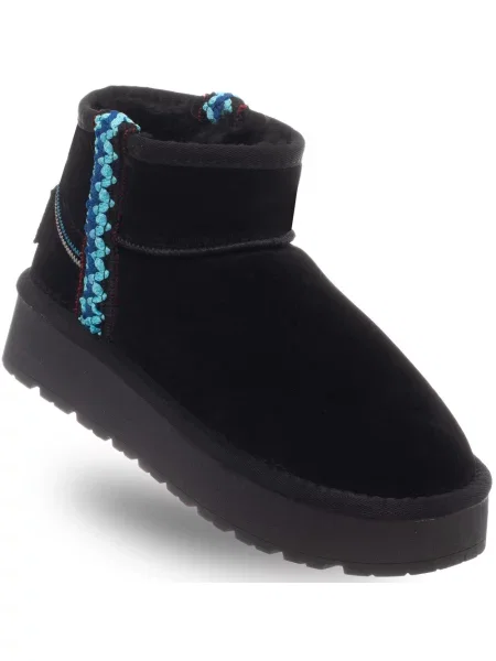Botine Solo Soprani Couture din piele negru