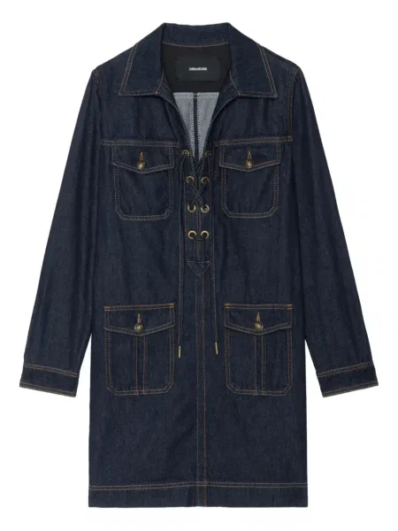 Sukienka mini Zadig&voltaire sznurowana koronkowa garniturowa niebieska