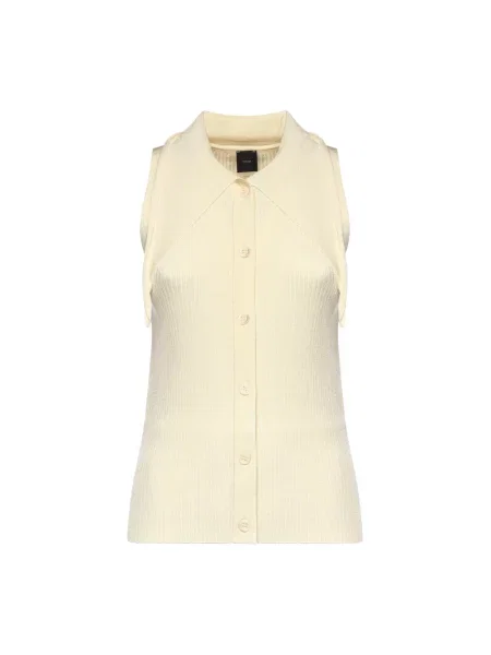 Prążkowany koszula Pinko na ramiączkach beżowa