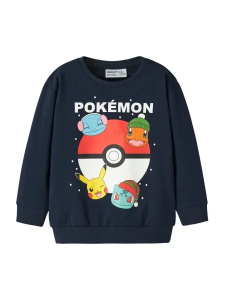 NAME IT Μπλούζα φούτερ NMMSEVEN POKEMON ναυτικό μπλε / πράσινο / σκούρο κόκκινο λευκό