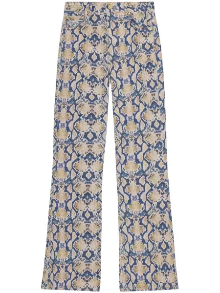 Blugi drepți Ganni cu imagine albastru