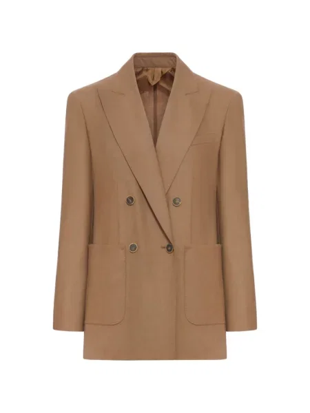 Dwurzędowa marynarka Max Mara z kaszmiru dwurzędowa brązowa
