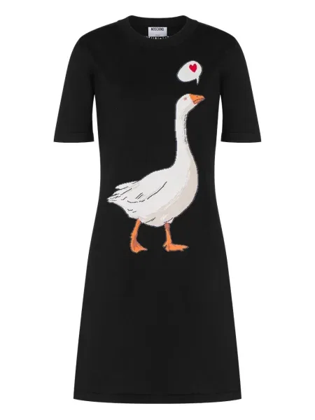 Rochie mini Moschino cu imagine scurtă de costum negru