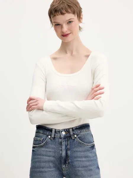 Majica z dolgimi rokavi Guess Jeans bež