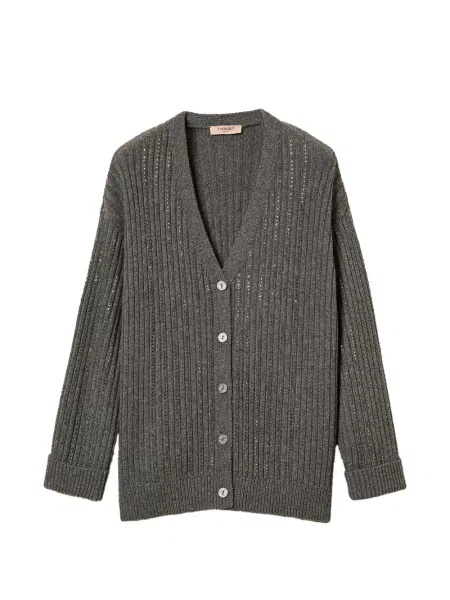 Cardigan Twinset de lână gri