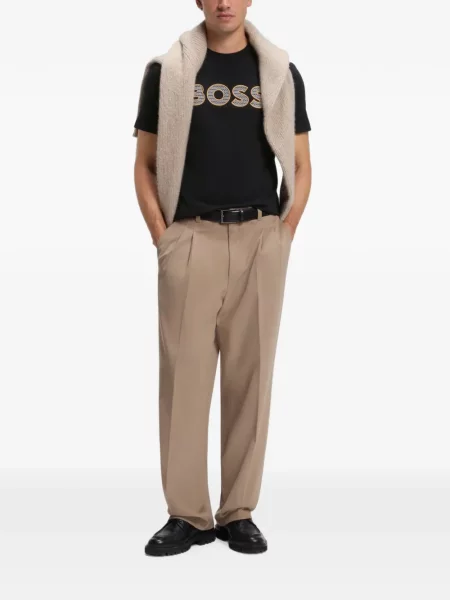 Tricou Boss din jerseu cu autograf negru