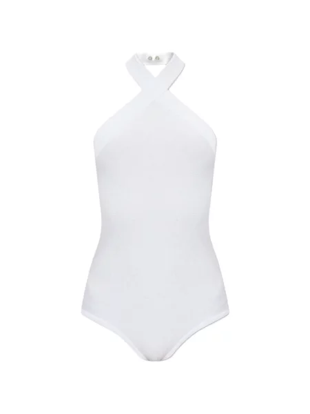 Body Balmain cu paiete cu gât halter alb