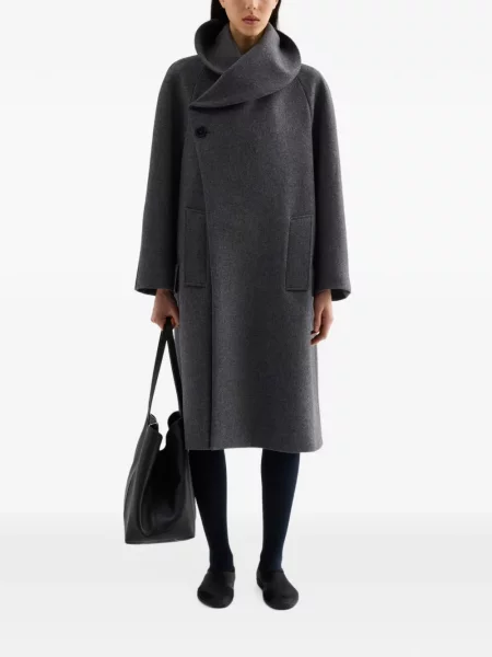 Vlněný kabát Jil Sander šedý