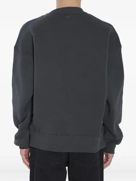 Hanorac din fleece Ami Paris cu broderie din fleece gri
