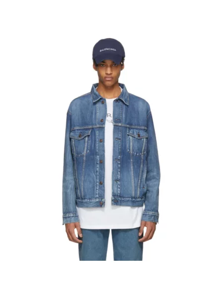 Kurtka jeansowa Balenciaga z logo niebieska