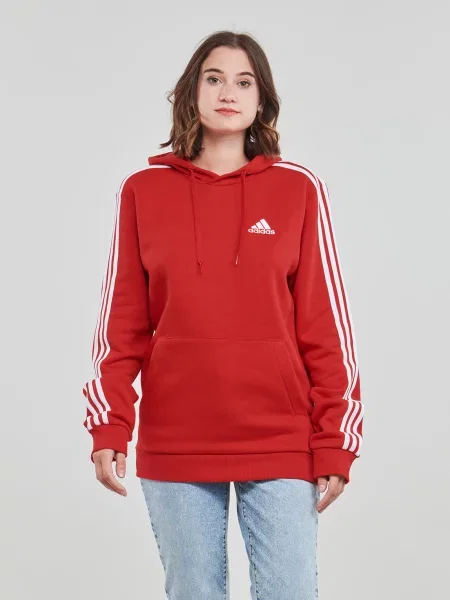 Geacă cămașă Adidas din fleece cu dungi roșu