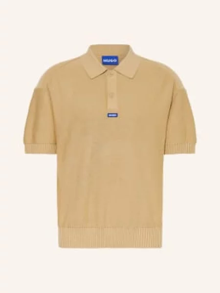 Hugo Koszulka Polo Z Dzianiny San Paisley beige beżowa