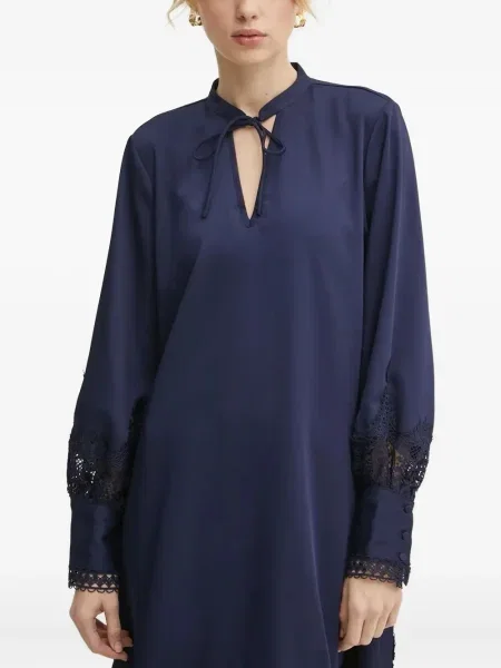 Rochie midi Bruuns Bazaar din dantelă până la genunchi de costum albastru
