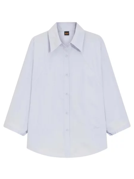 Mâneca kimono bluză Boss din poplin albastru