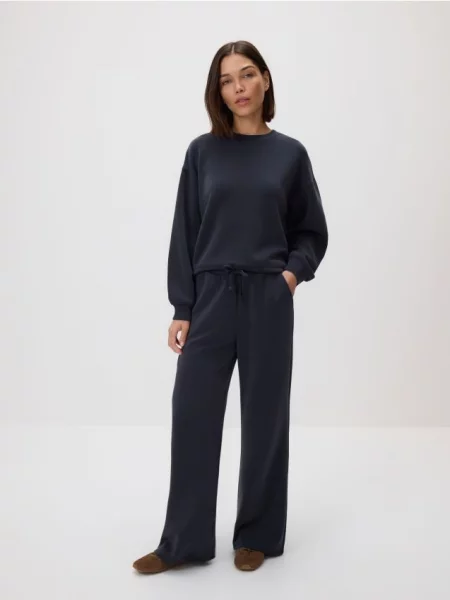 Reserved Брюки з широкими штанинами темно-сірий сірі