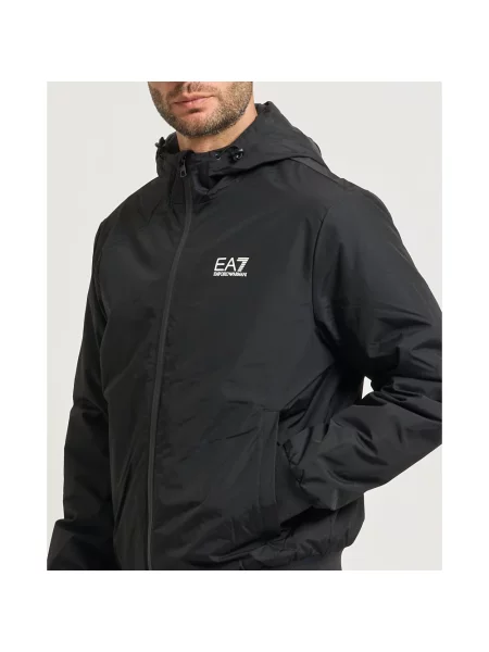 Lniany kurtka bomber Emporio Armani czarny