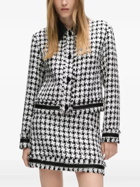Bouclé geacă Karl Lagerfeld cu model pepito alb