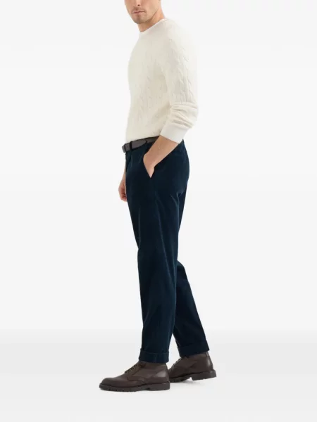 Pantaloni Brunello Cucinelli de catifea cord albastru