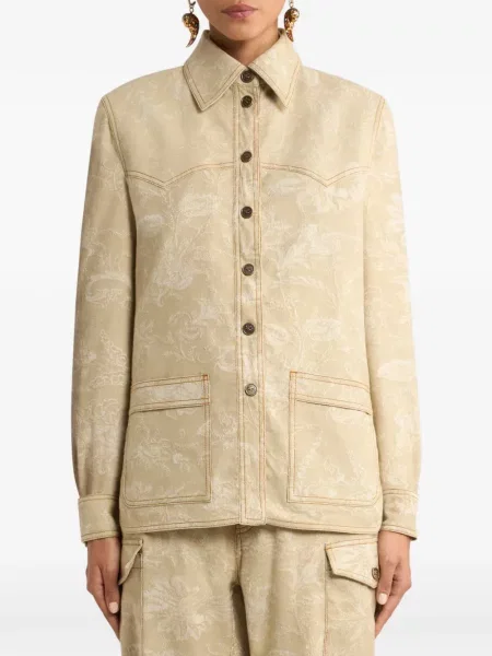 Geacă de blugi Etro cu model floral din jacard