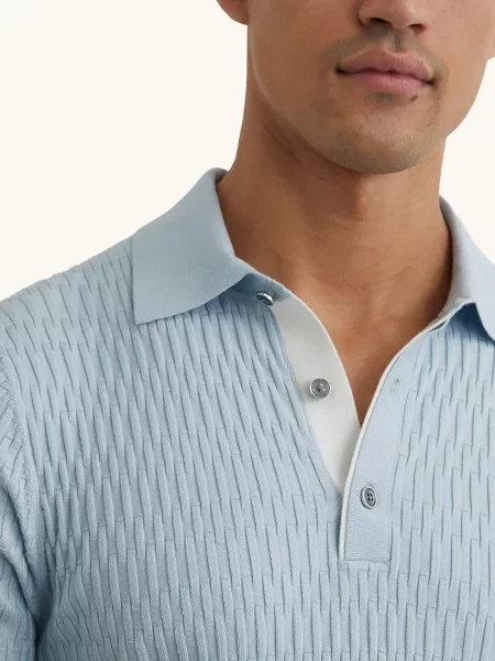 Reiss Pletené Polo Tričko Era tmavě modrá