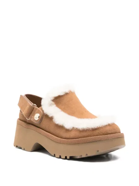 Pantofi cu toc Ugg cu blană maro