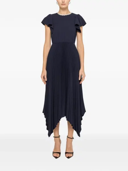 Rochie Nissa plisată de cristal de costum albastru