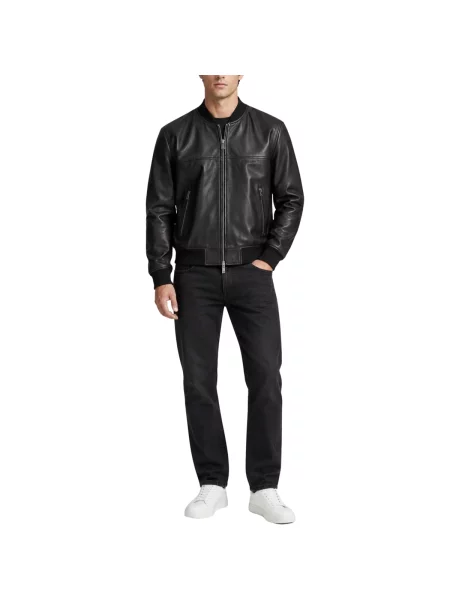 Armani Exchange geacă bomber pentru bărbați din piele negru