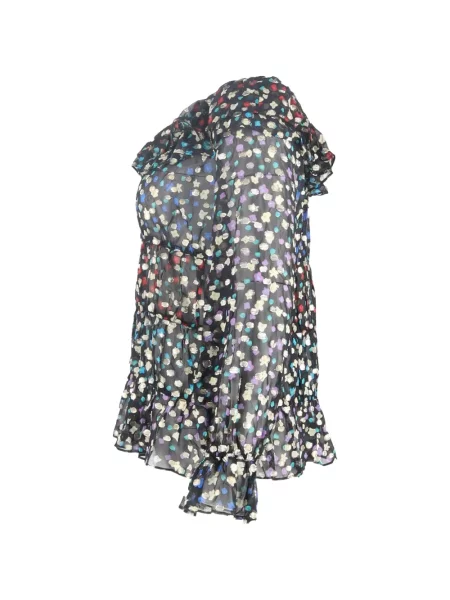 Top Rixo de mătase cu model floral cu imagine negru