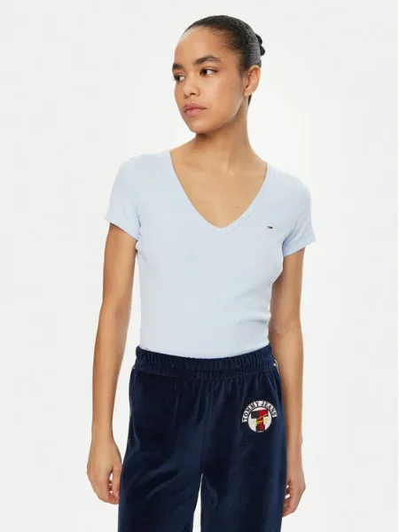 Tommy Jeans Tricou Essential celest albastru
