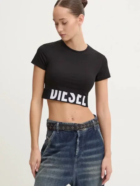 Kratka majica Diesel UFSB-COTTON-RACE-BRALETTE črna