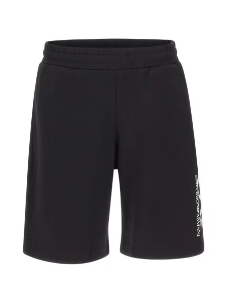 Șnur de strângere pantaloni scurți Ea7 Emporio Armani cu autograf negru