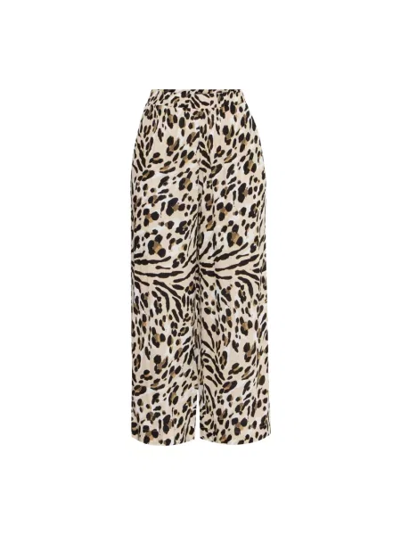 Kuloty z szeroką nogawką i efektem marszczenia model ‘MARRAKECH’ Ichi beżowe