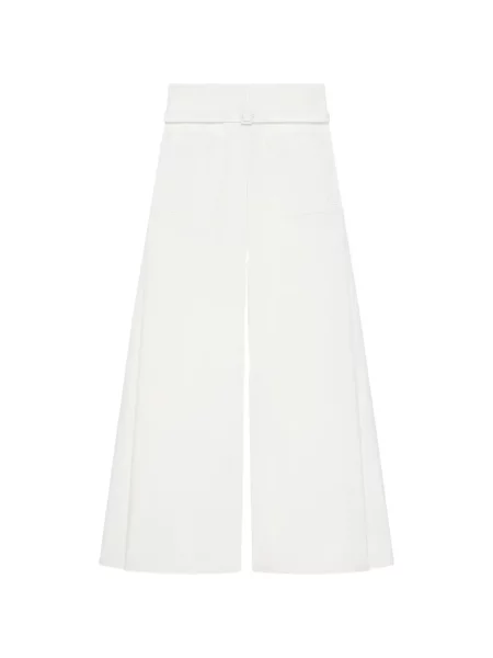 Pantaloni palazzo Courreges cu autograf alb