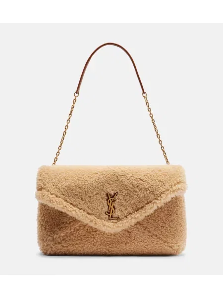 Ovčje kože torbica Saint Laurent bež