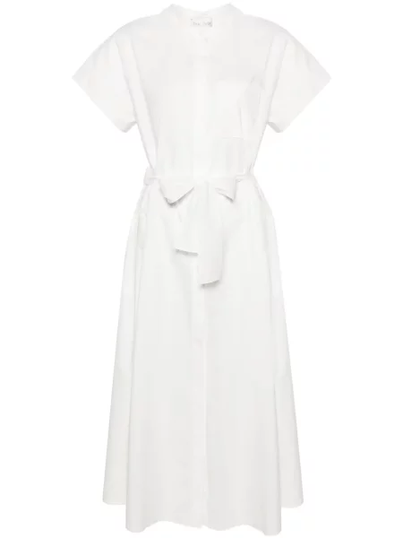 Maksi kołnierzykowy sukienka koszulowa Forte Forte garniturowa biała