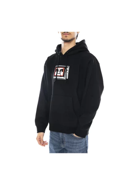 Bluza z kapturem Obey z kapturem z nadrukiem czarna
